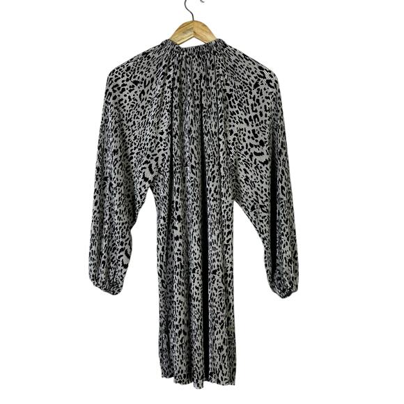 ASOS Metallic Animal Print Pleated Mini Dress Womens 0 Silver Black Party Glam - Picture 5 of 7